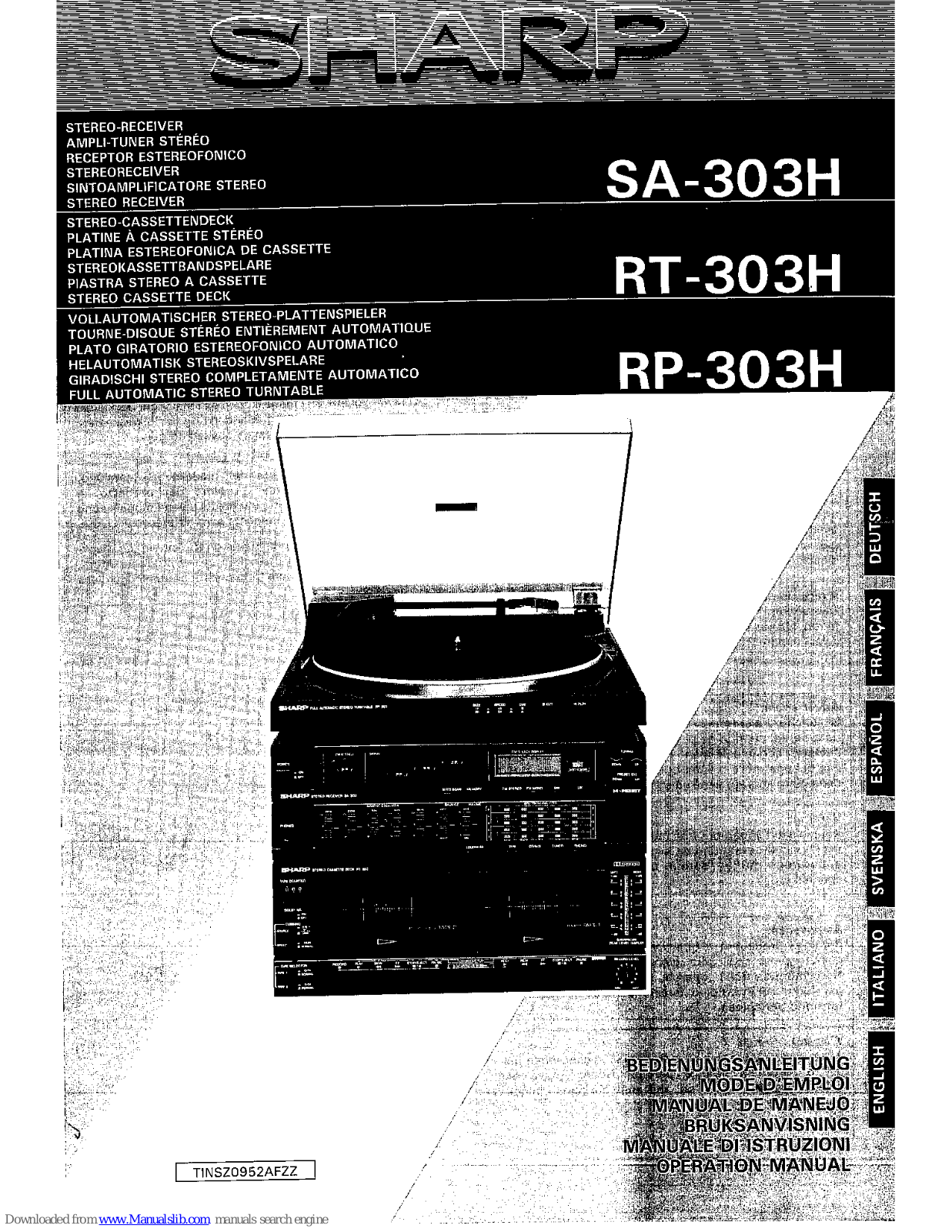 Sharp SA-303H,RP-303H,RT-303H Operation Manual