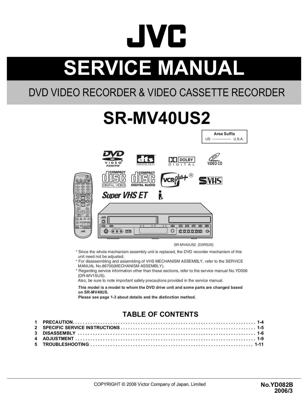 JVC SRMV-40-US-2 Service manual