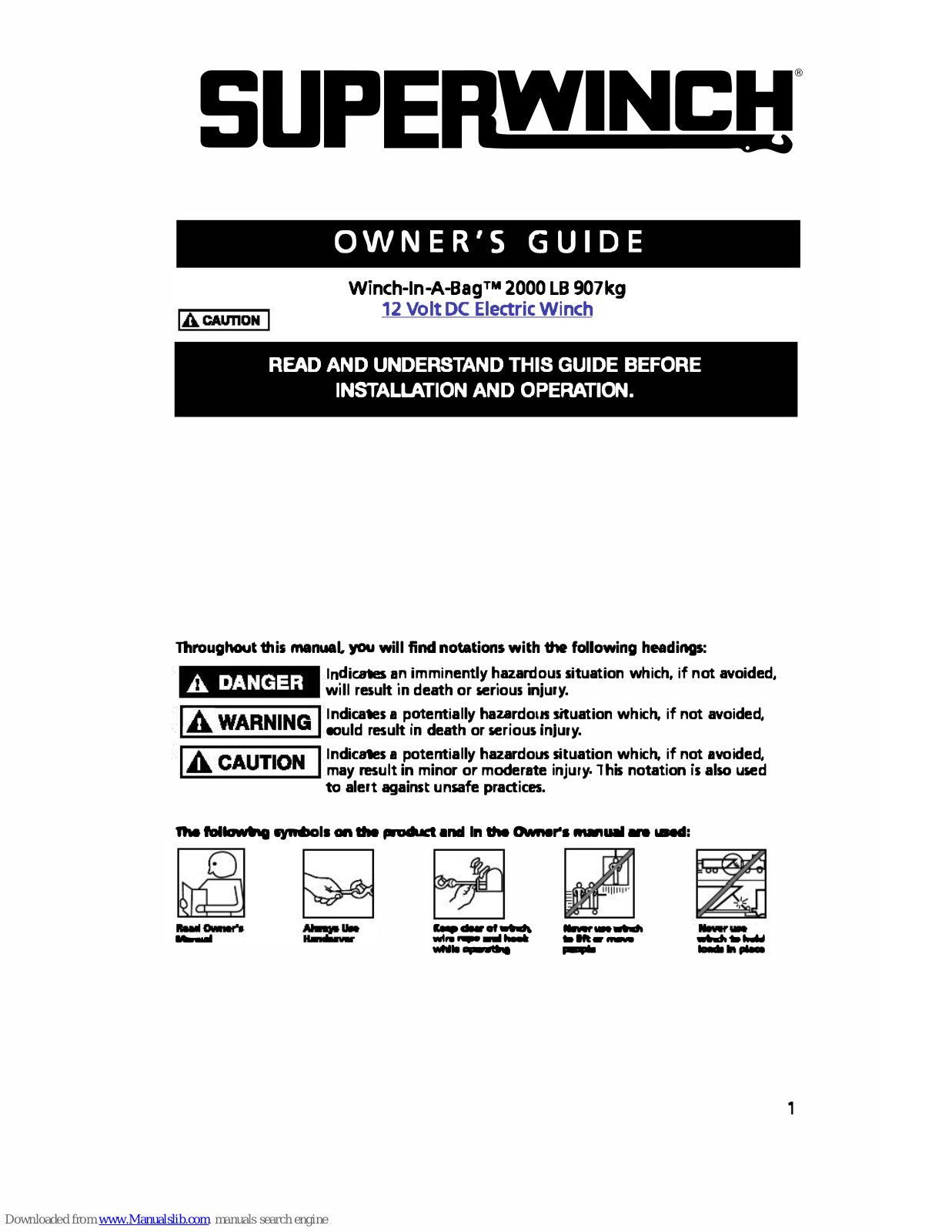 Superwinch Winch-In-A-Bag 2000 LB Owner's Manual