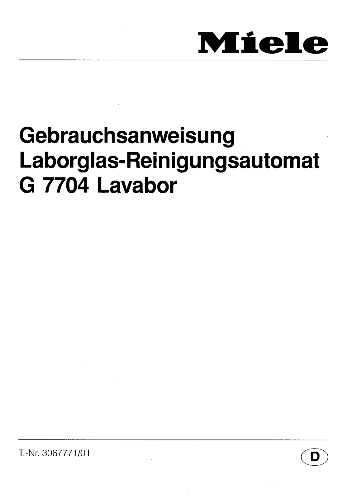 Miele G 7704 Lavabor User manual