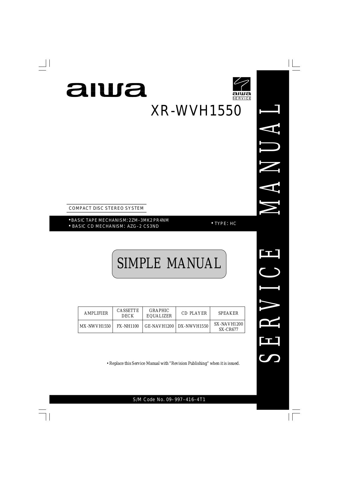 Sony XR WVH1550 Service Manual