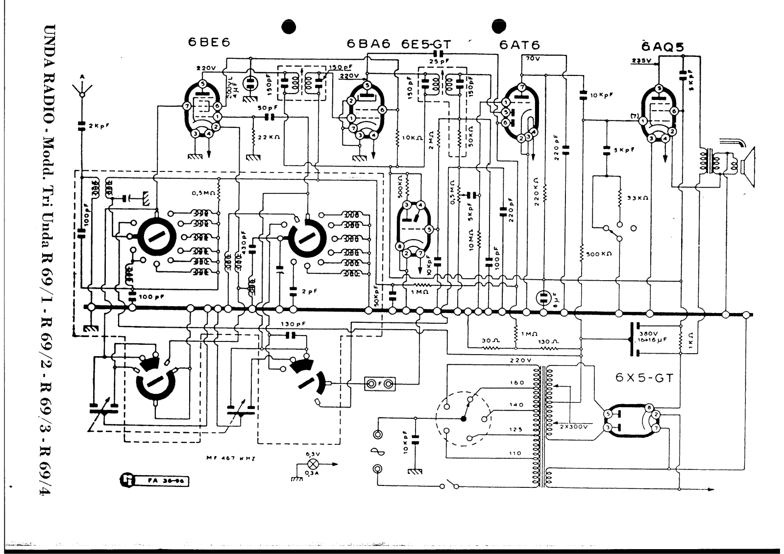 Unda Radio 69 1, 69 2, 69 3, 69 4 schematic