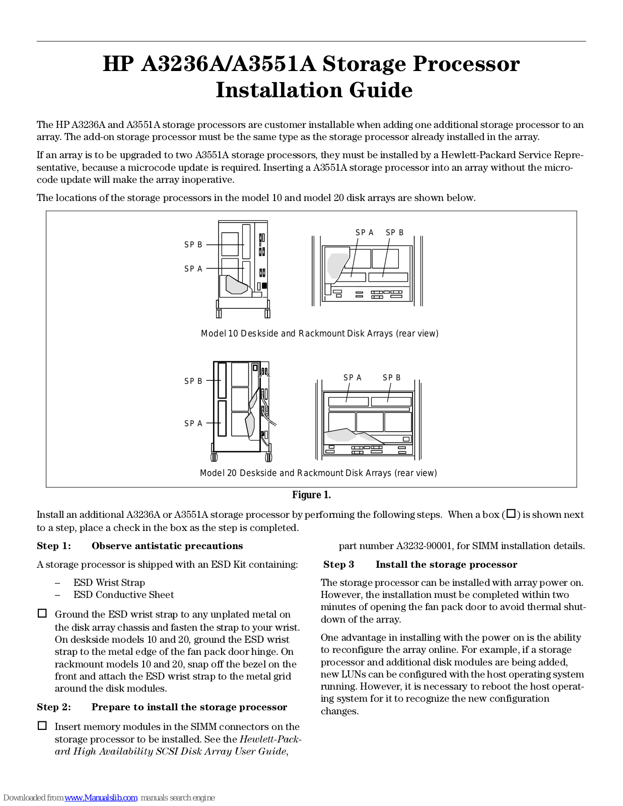 HP A3550A, A3551A, A3236A Installation Manual