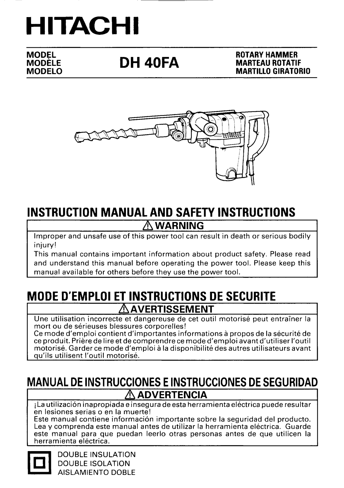 Hitachi 40FA User Manual