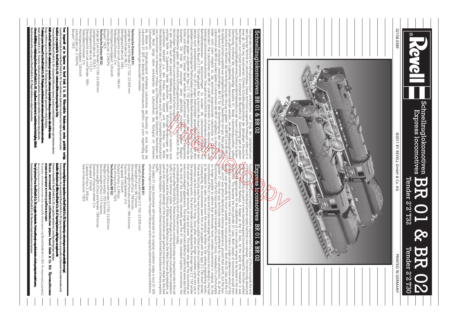 REVELL Fast Train locomotives BR 01  BR 02 User Manual