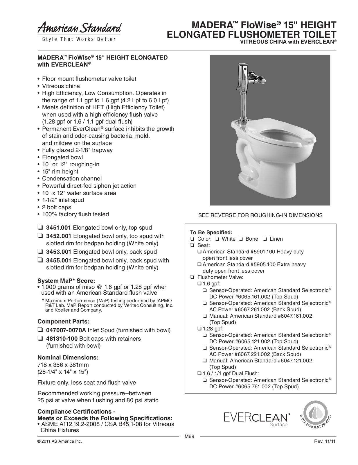 American Standard 3451.001, 3452.001, 3453.001, 3455.001 User Manual