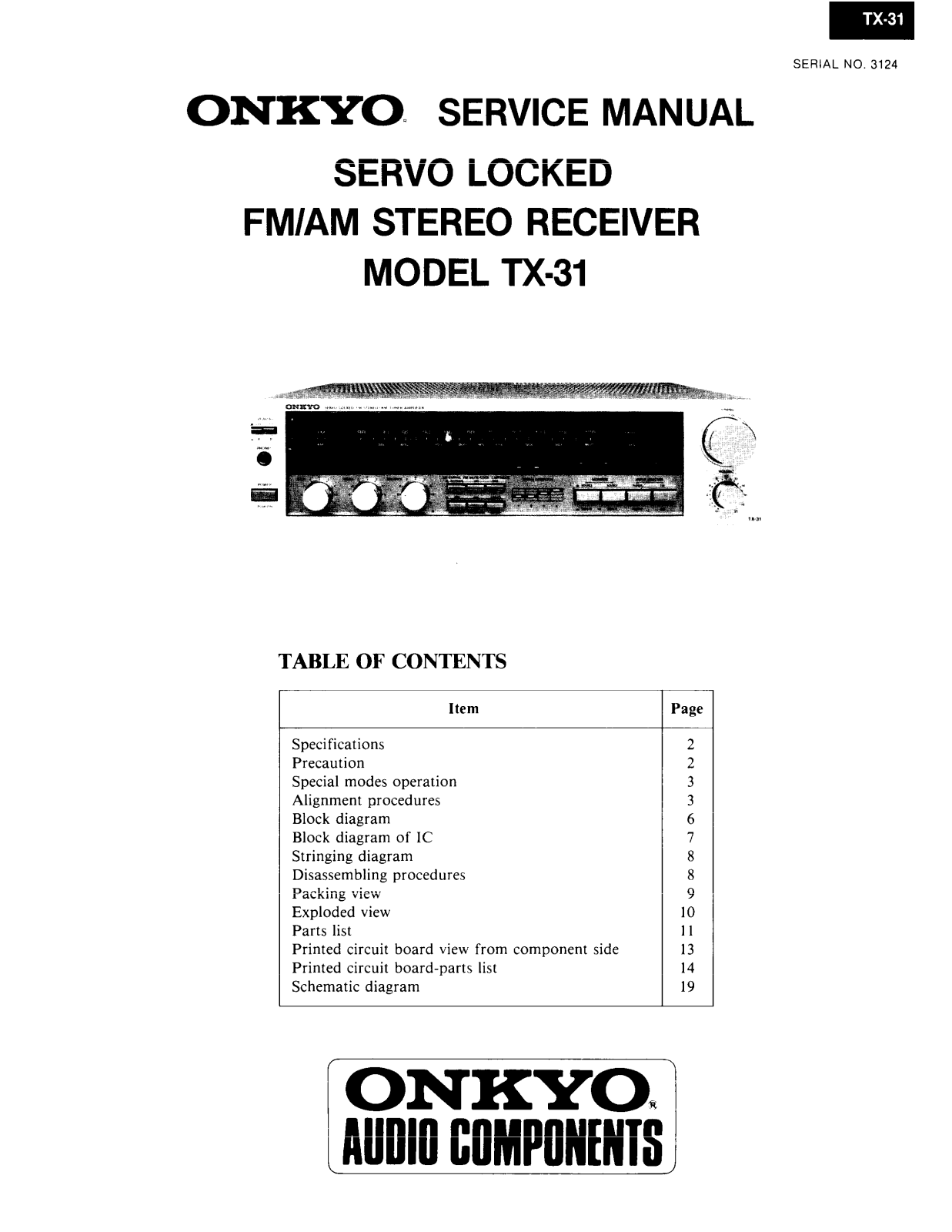 Onkyo TX-31 Service manual