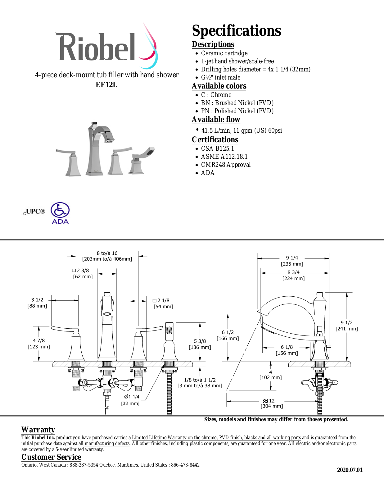 Riobel EF12LC Specifications - ManualMachine.com