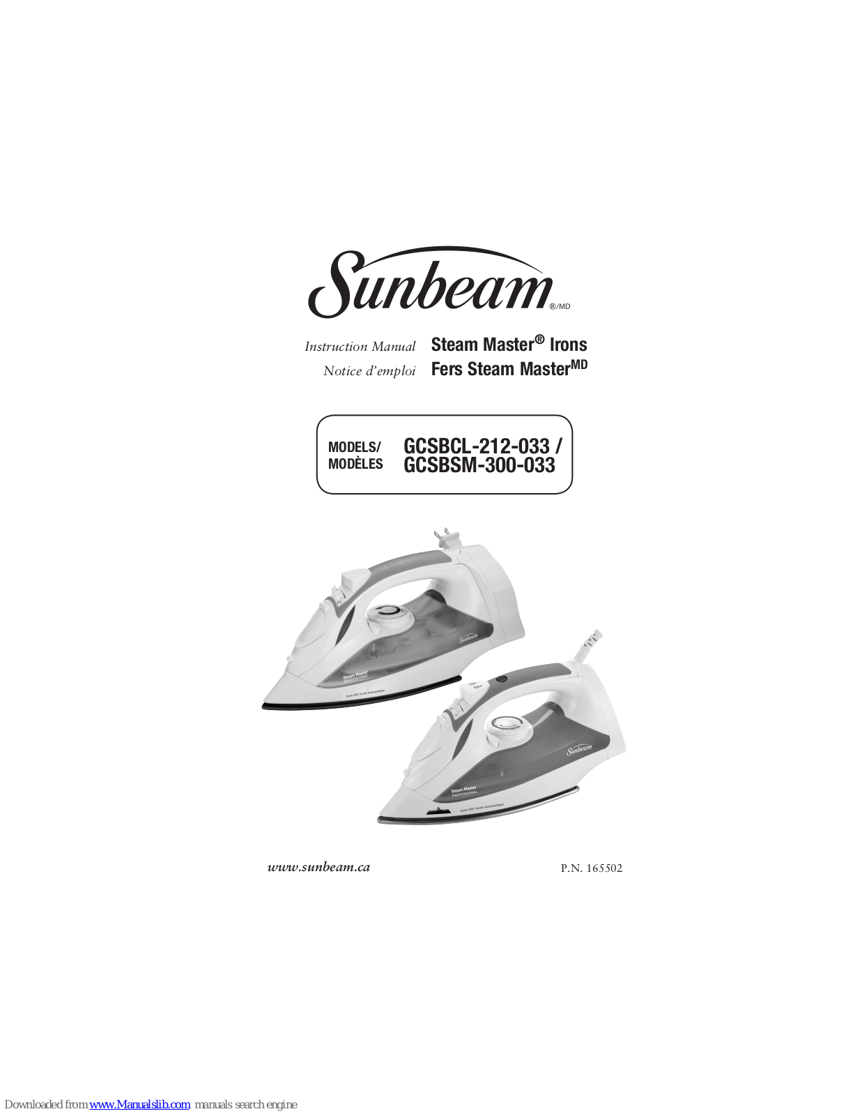 Sunbeam GCSBCL-212-033, GCSBSM-300-033 Instruction Manual