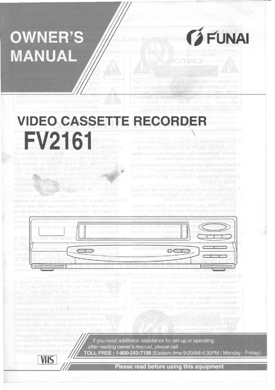 FUNAI FV2161 User Manual