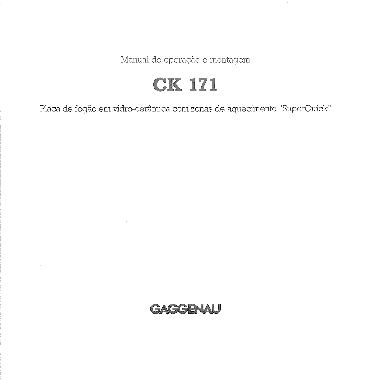 Gaggenau CK171215, CK171115, CK171515 User Manual