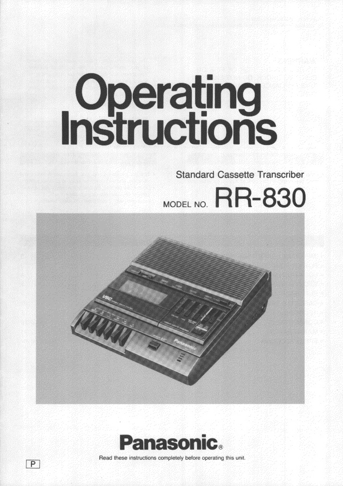 Panasonic RR-830 User Manual