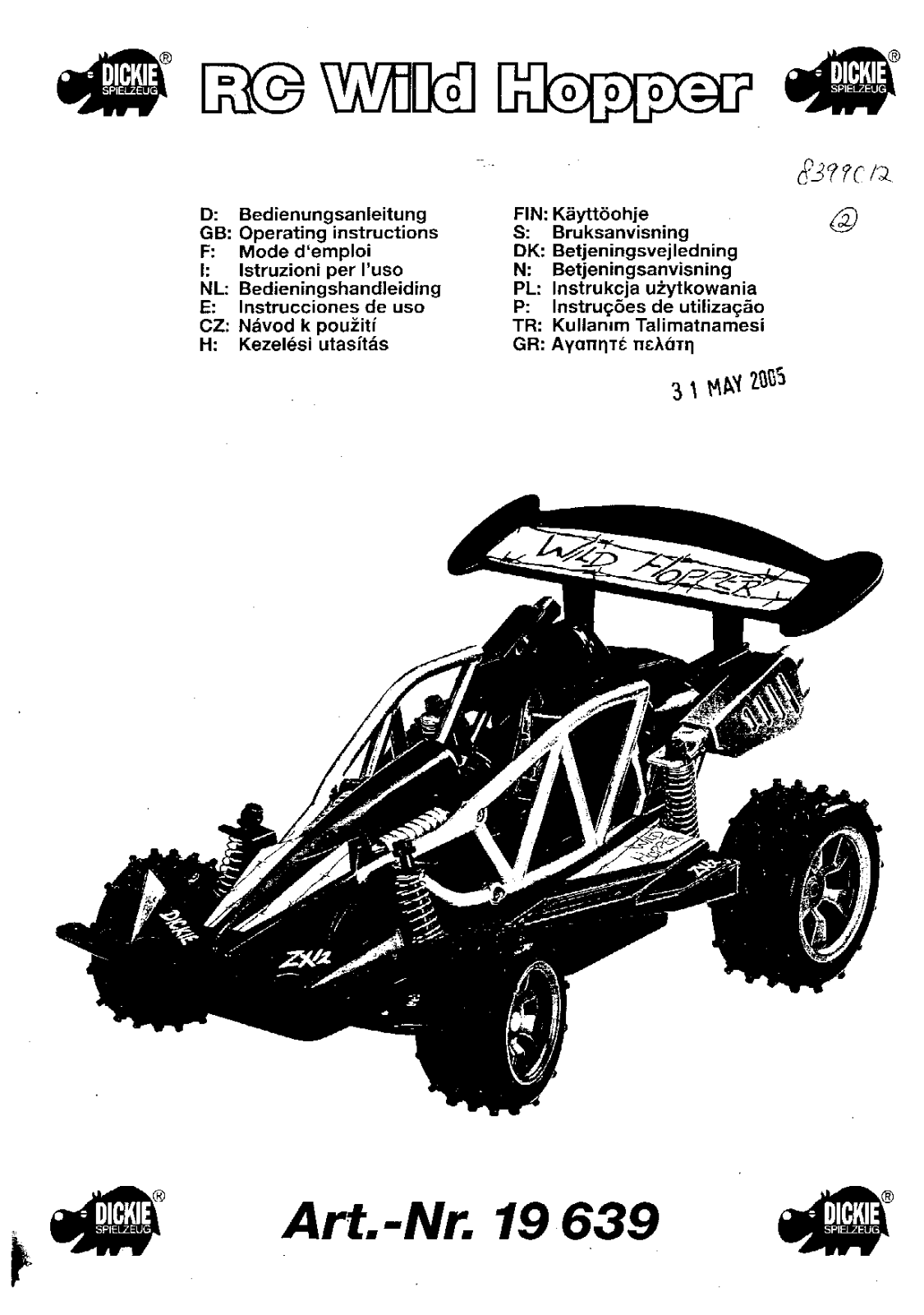 Dickie Toys RC Wild Hopper User manual