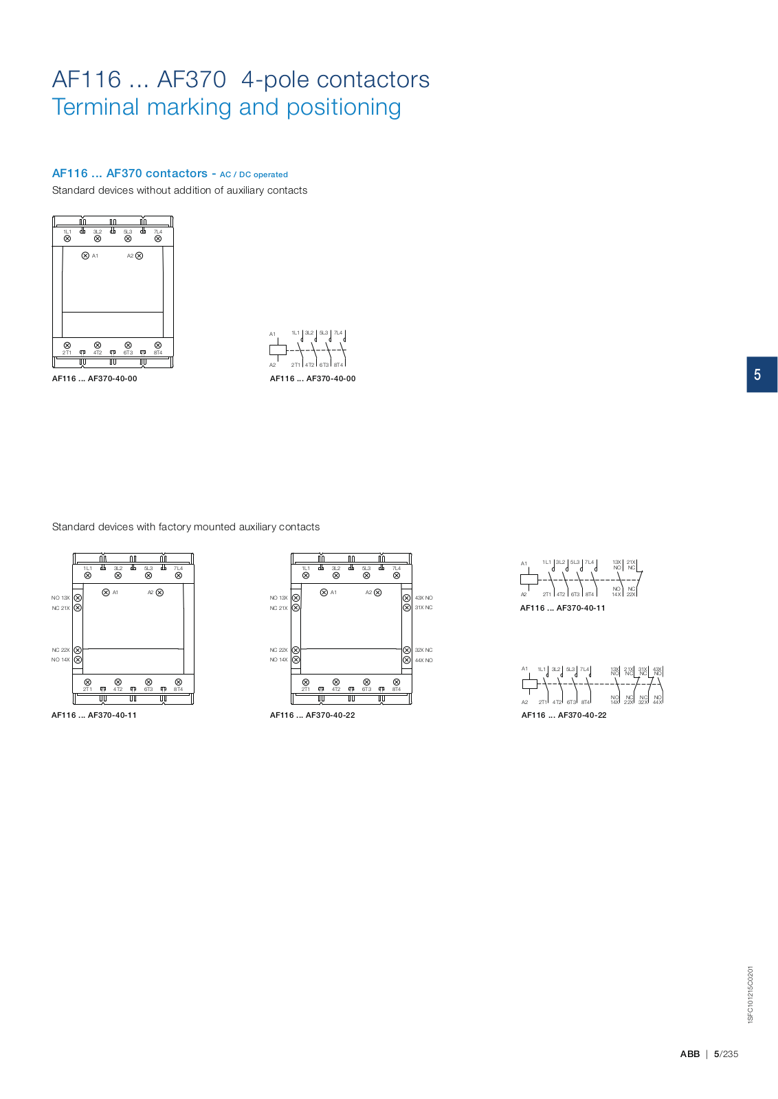 ABB 4-pole contactors Connection Diagram