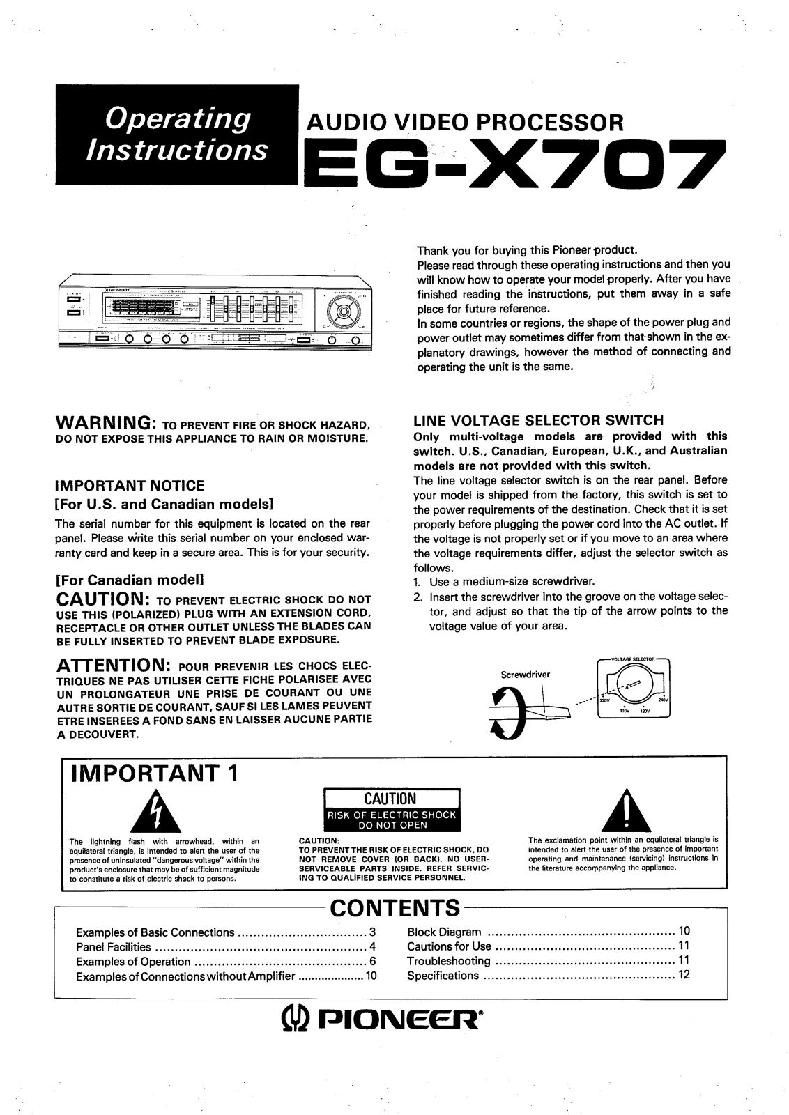 Pioneer EG-X707 User Manual