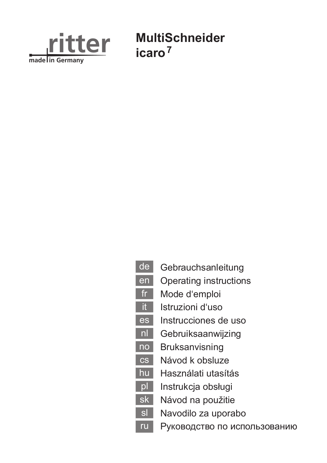 Ritter Icaro7 User Manual