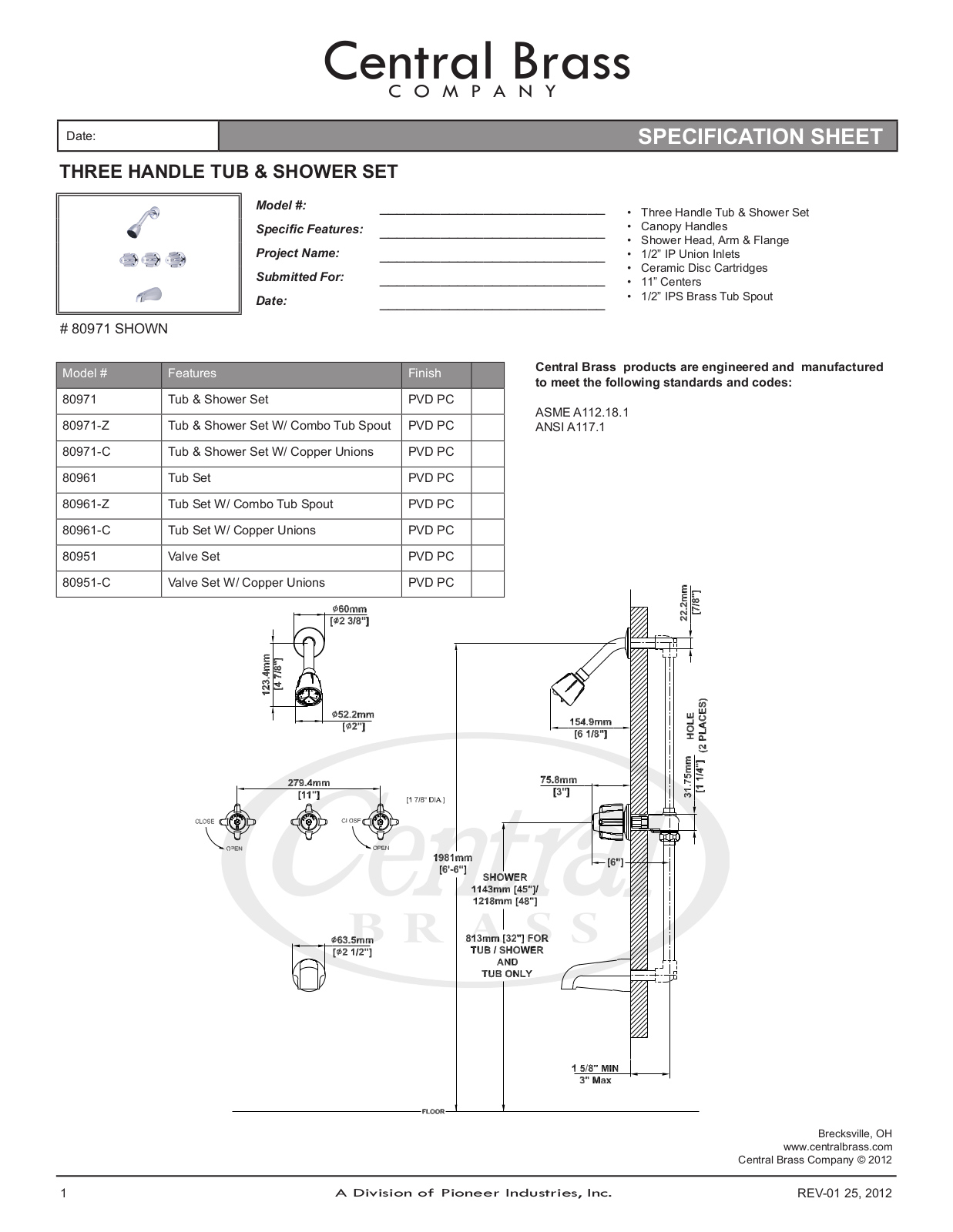 CENTRAL BRASS 80951-C User Manual - ManualMachine.com