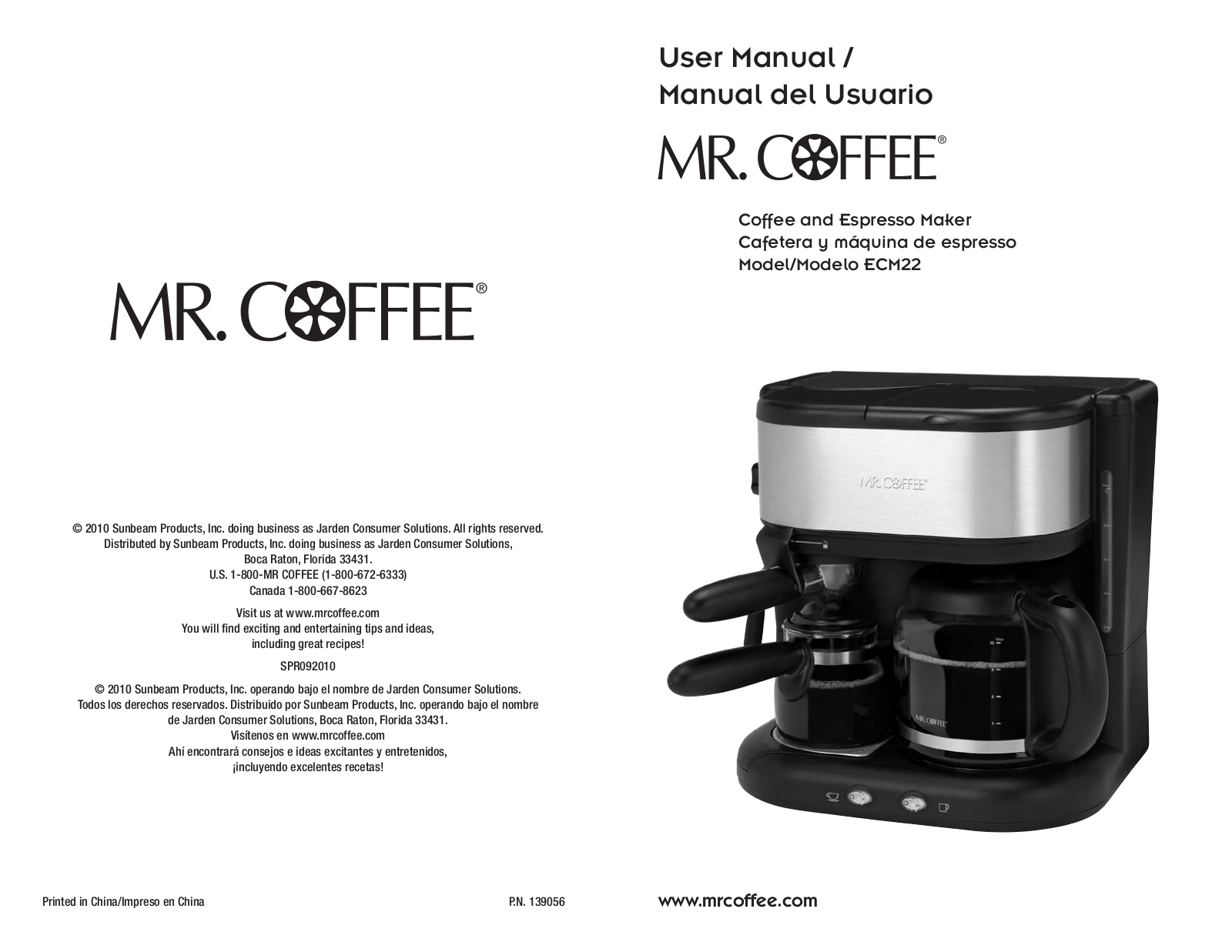 Mr. Coffee ECM22 User Manual