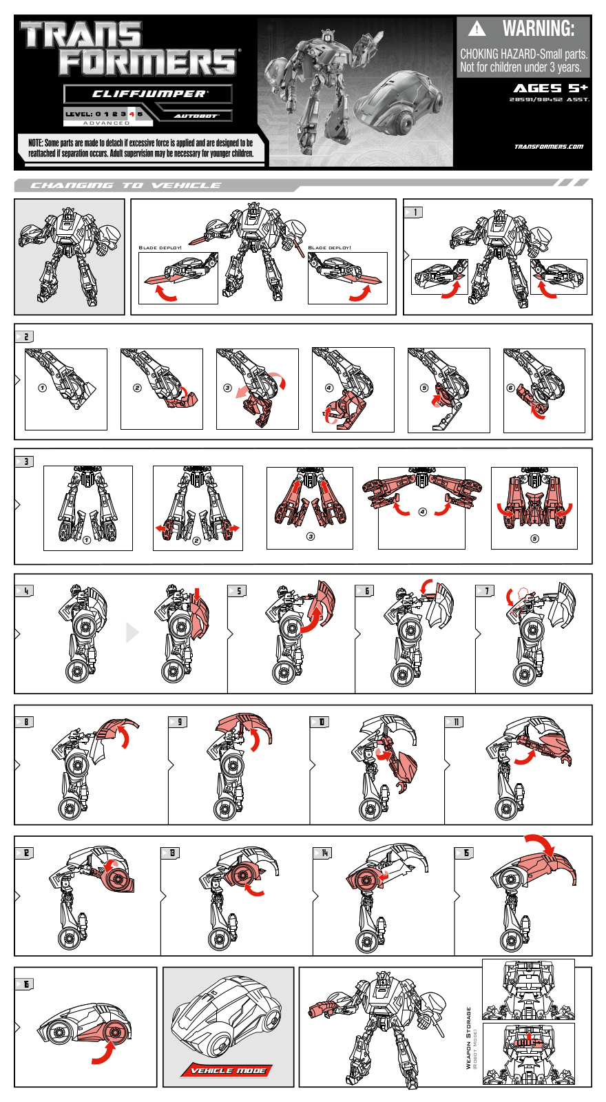 HASBRO Transformers Cliffjumper User Manual