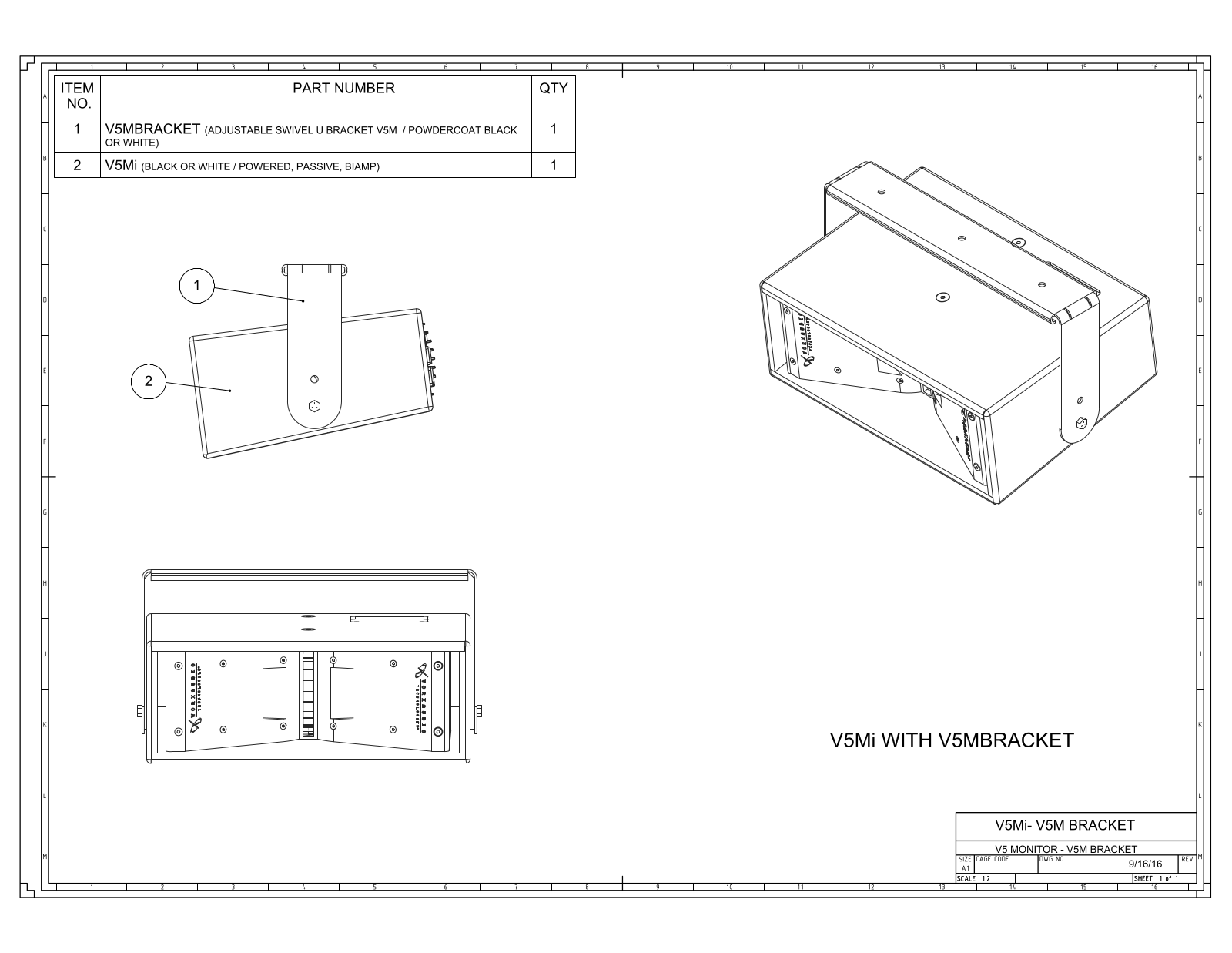 PreSonus V5MBRACKET Data Sheet