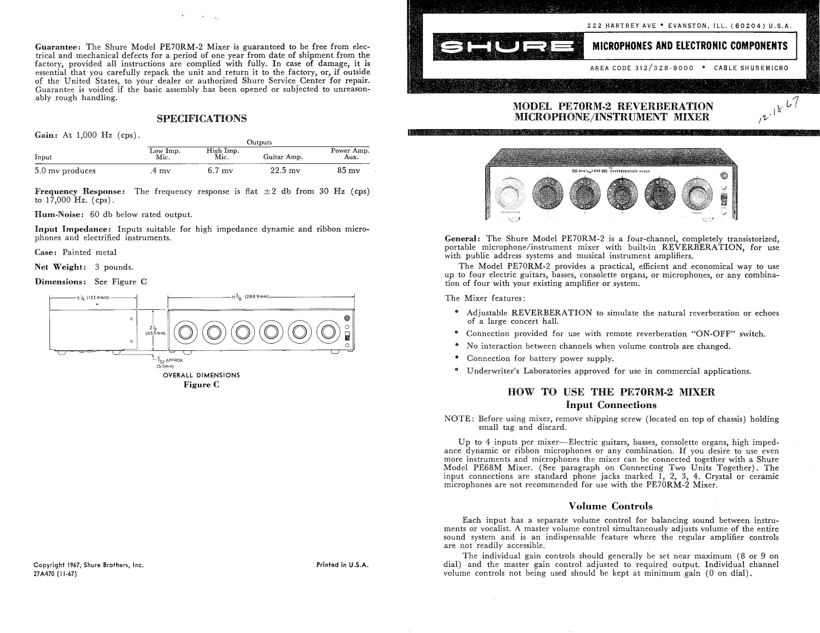 Shure PE70RM-2 User Guide - ManualMachine.com