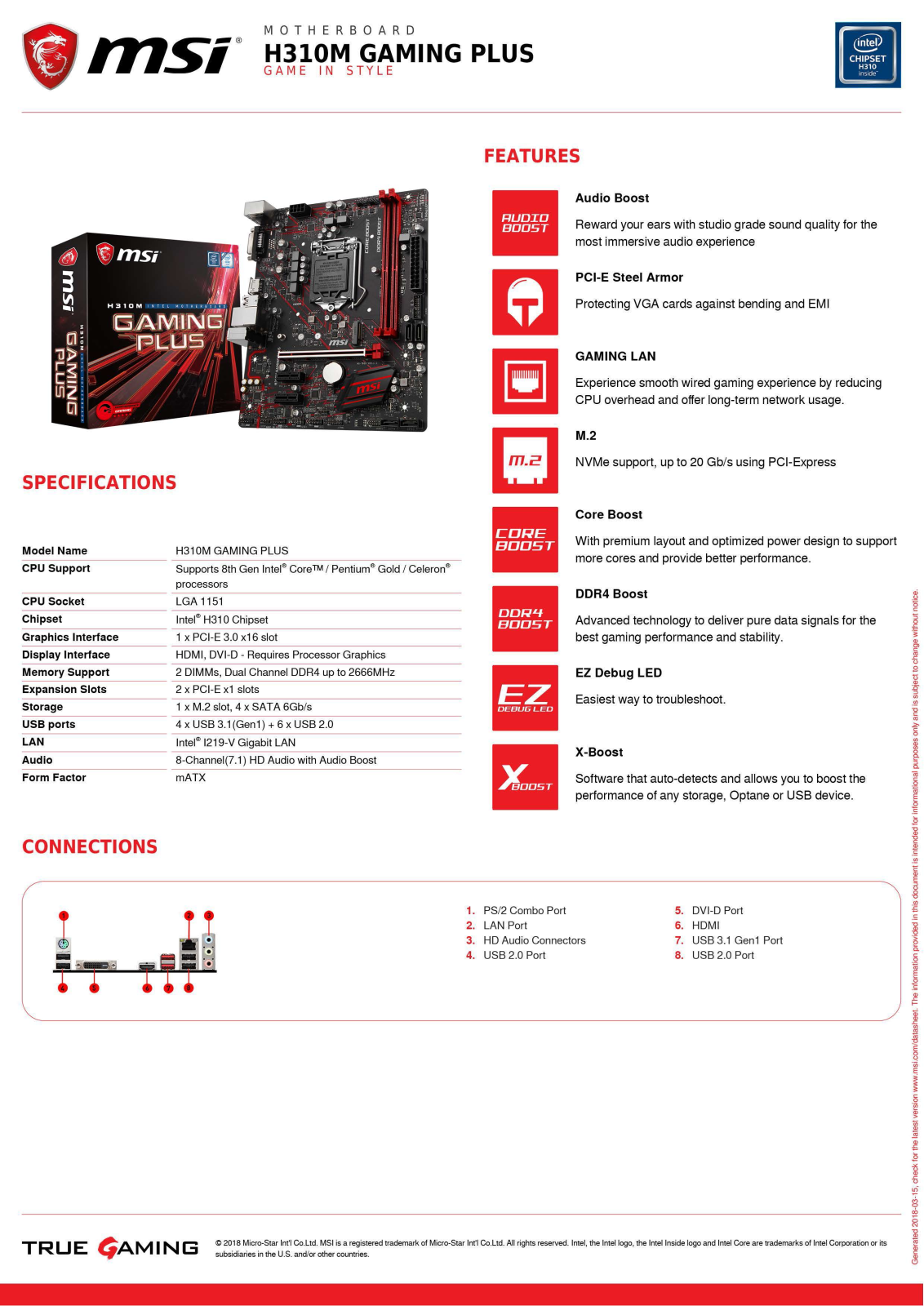 MSI H310M Gaming Plus Service Manual