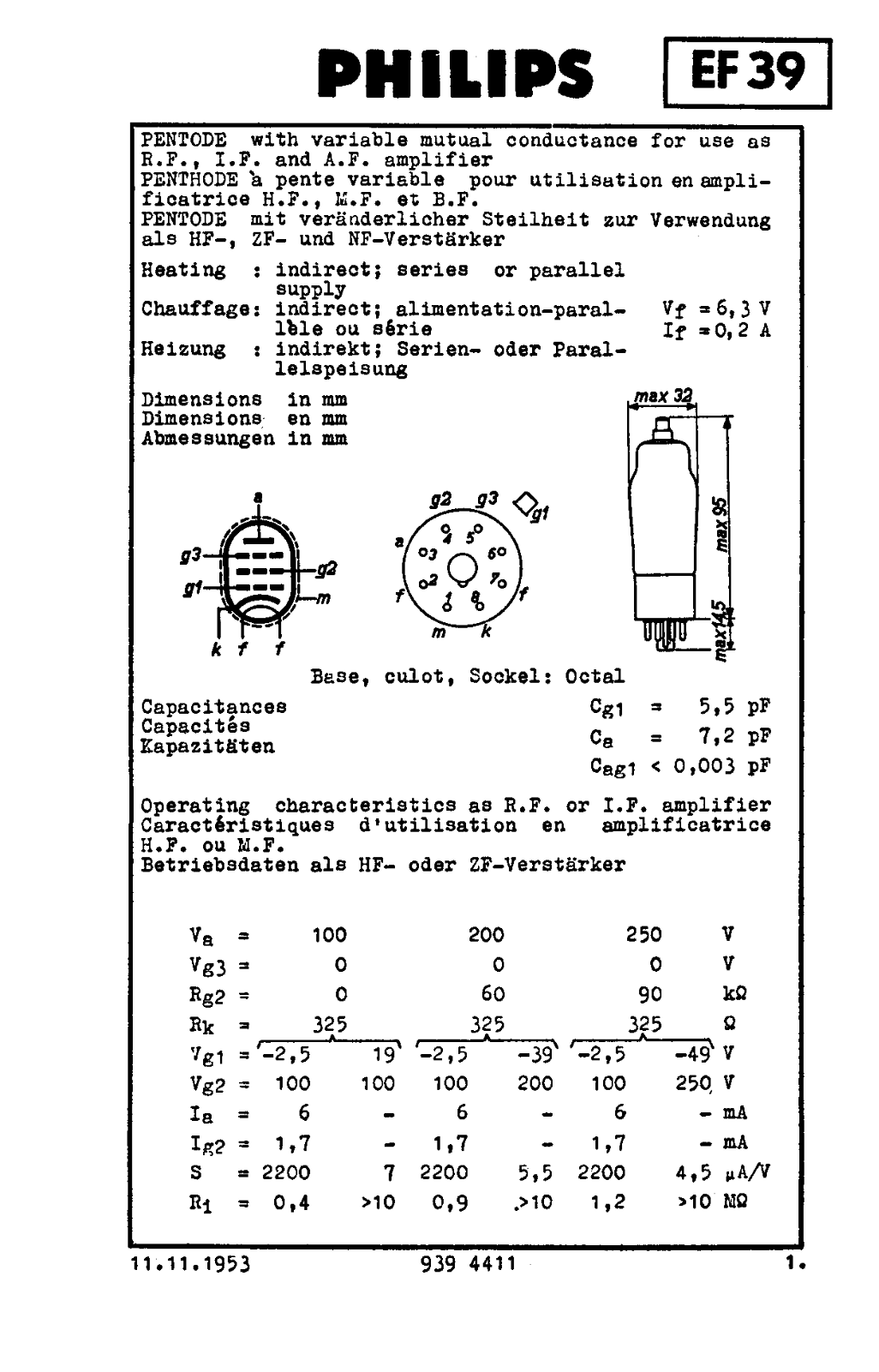 Datasheet TUBE EF39 Datasheet (FREI) - ManualMachine.com