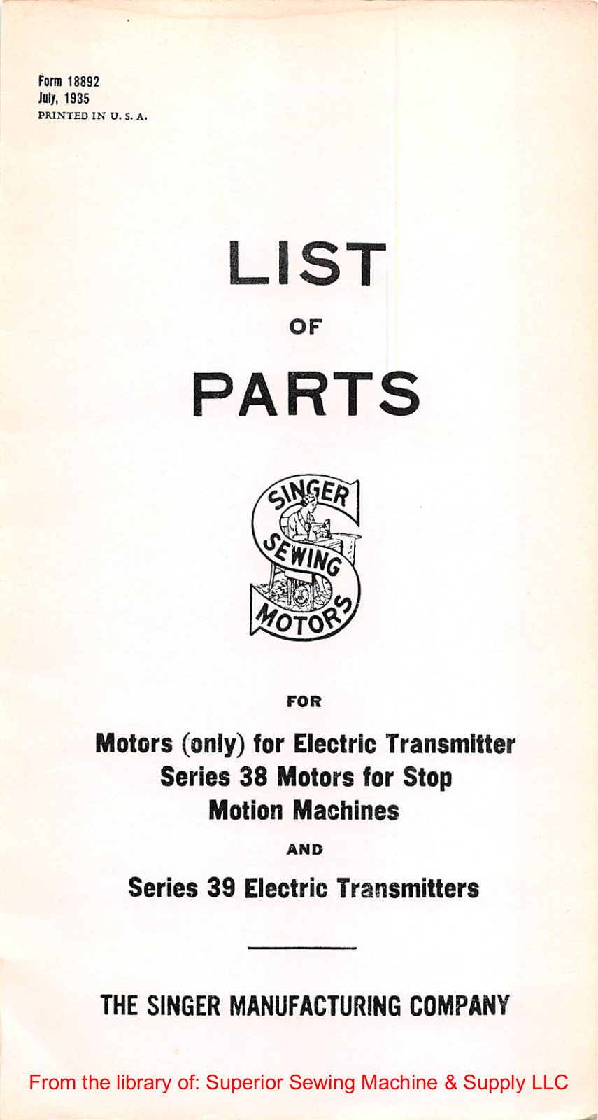Singer 38 User Manual - ManualMachine.com