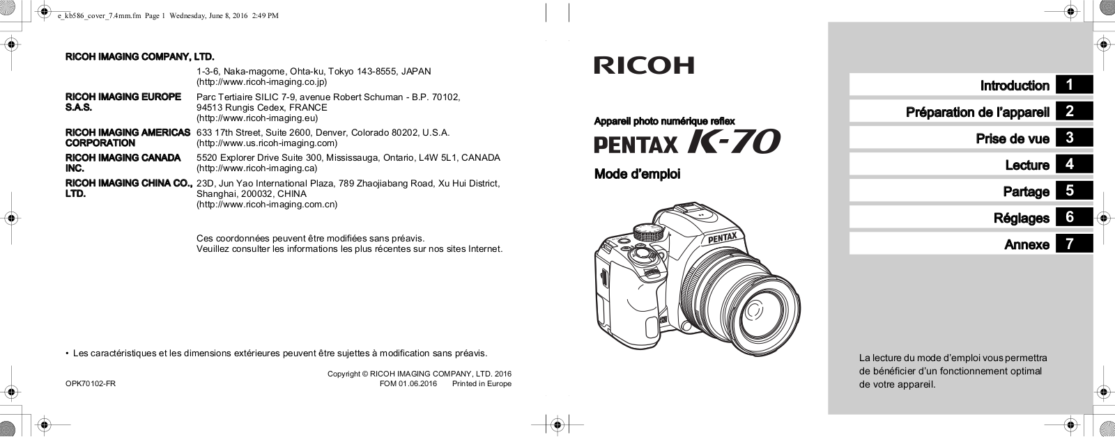 PENTAX K-70 Instruction Manual