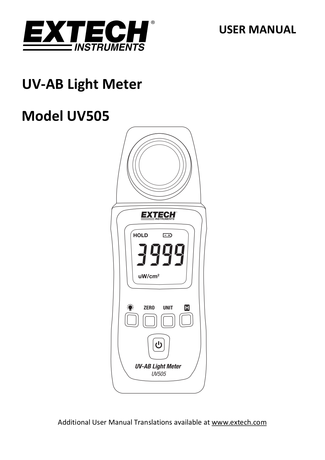 Extech UV505 User guide