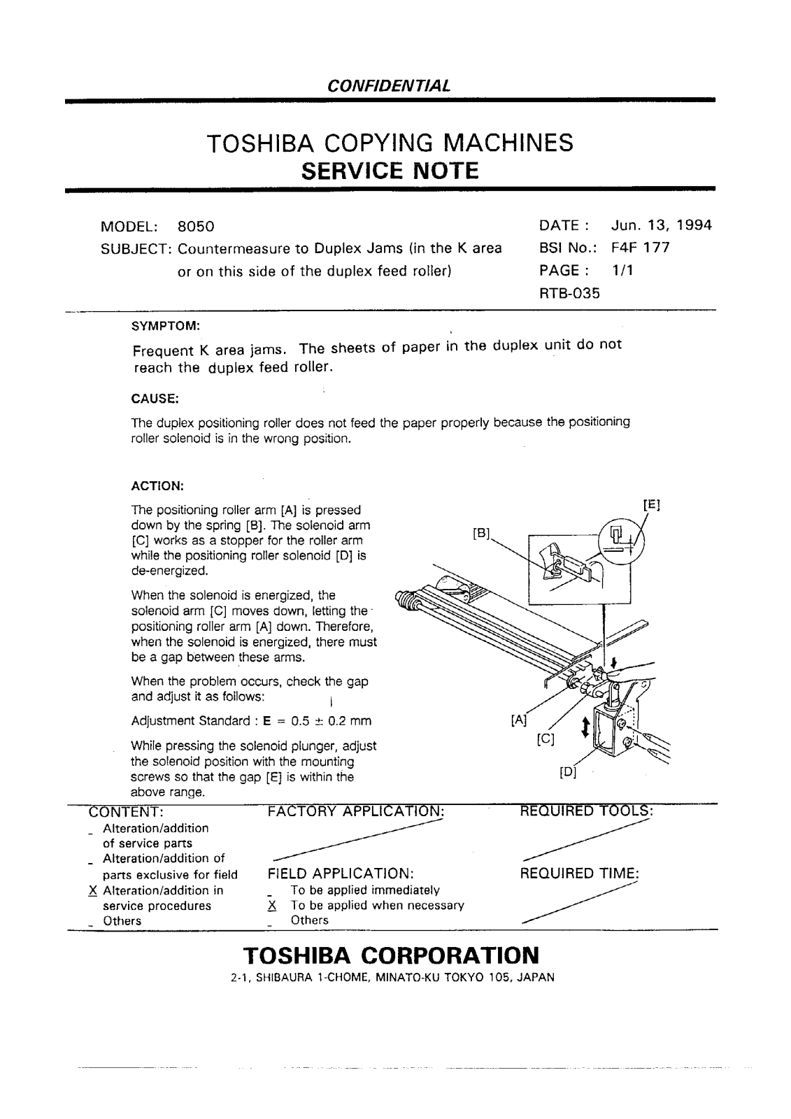 Toshiba f4f177 Service Note