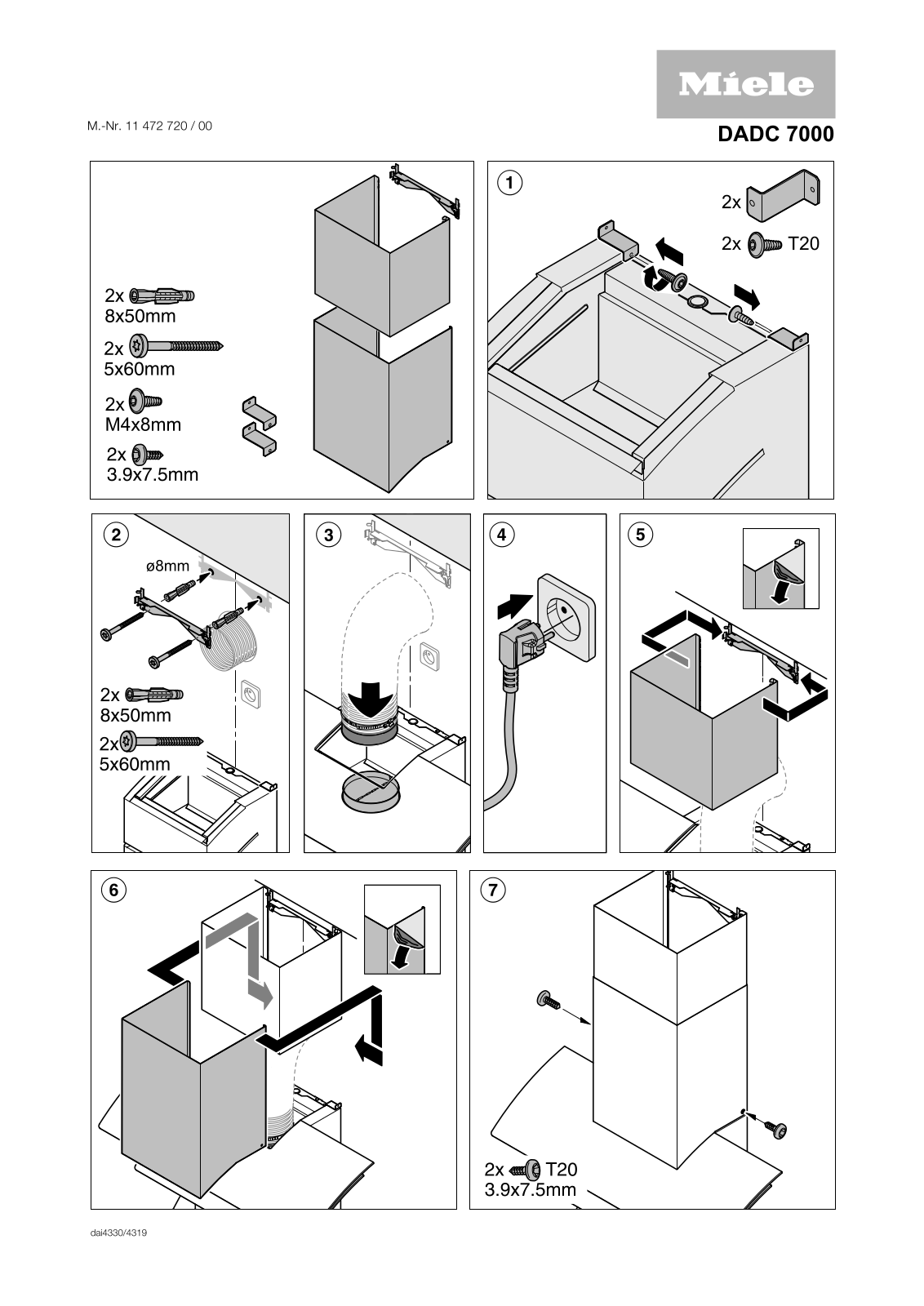 Miele DADC 7000 Installation drawings