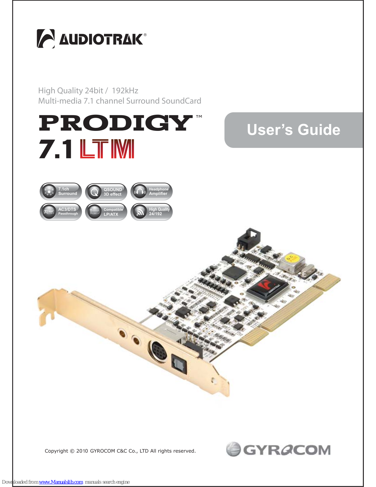 Audiotrak Prodigy 7.1 LTM User Manual