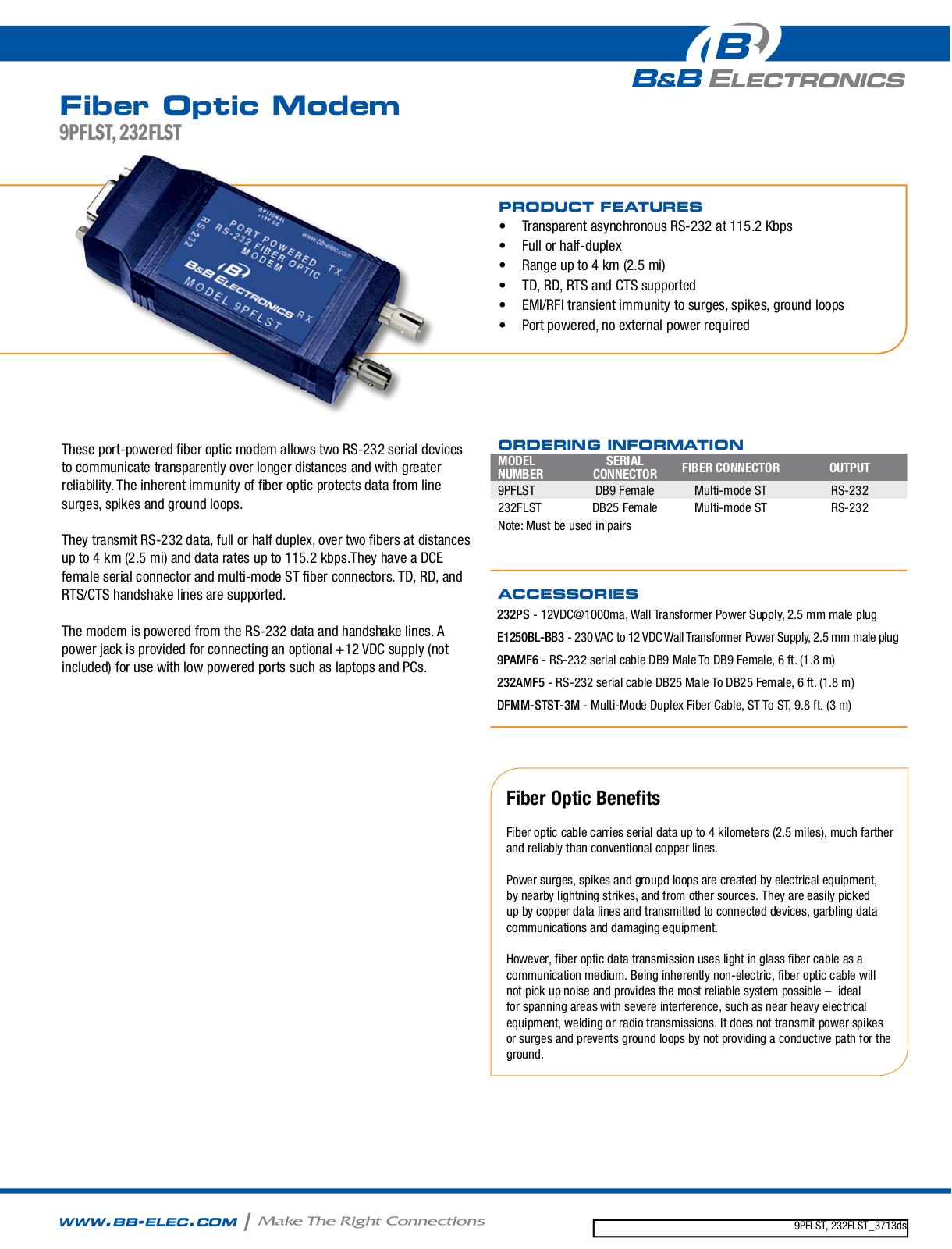 B&B Electronics 9PFLST Datasheet