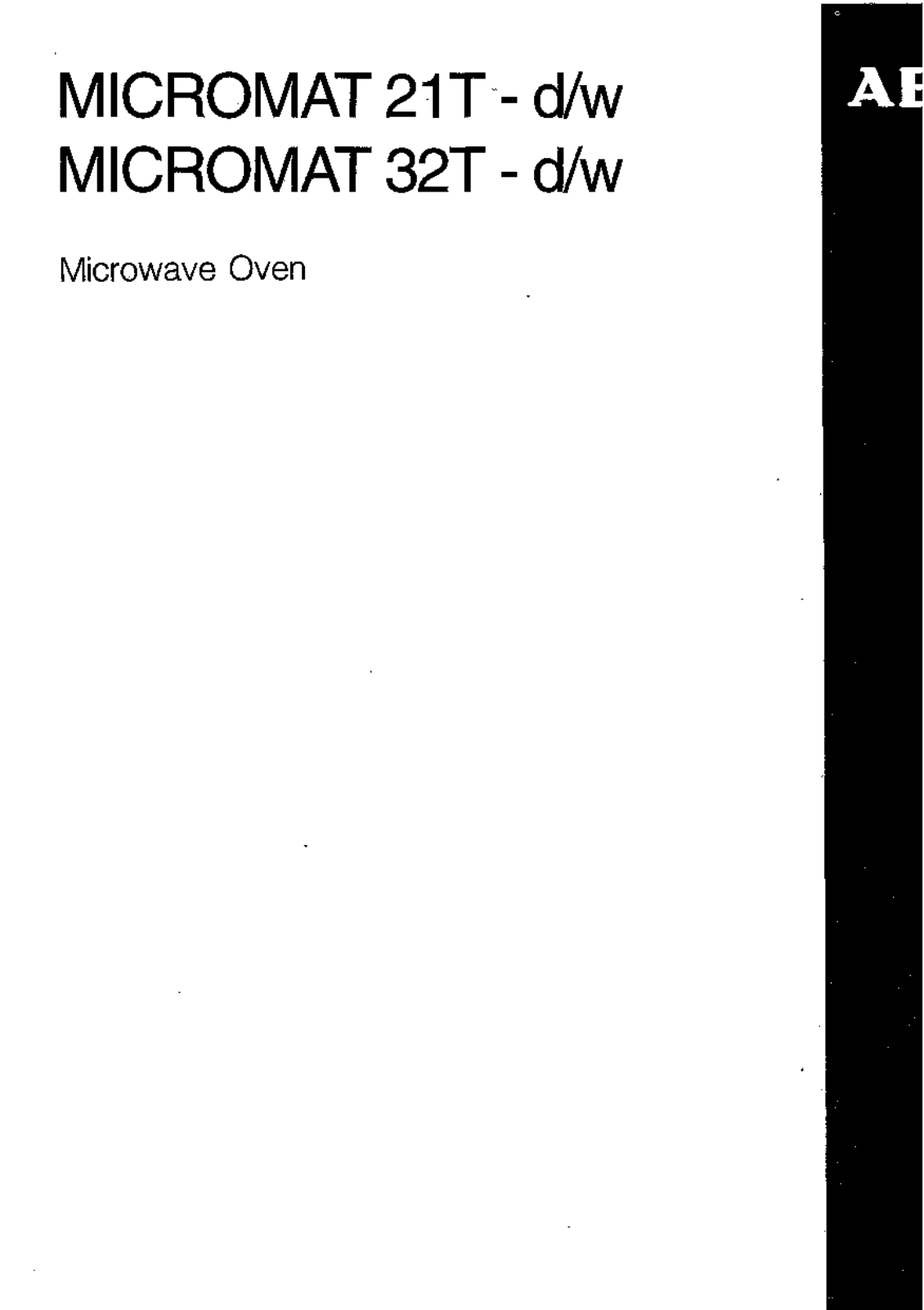 AEG-Electrolux MICROMAT32TW User Manual