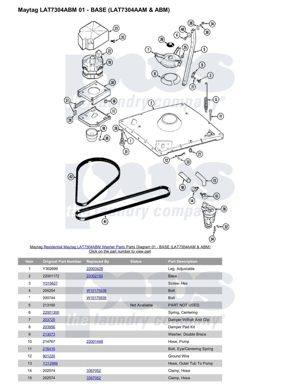 Maytag LAT7304ABM Parts Diagram