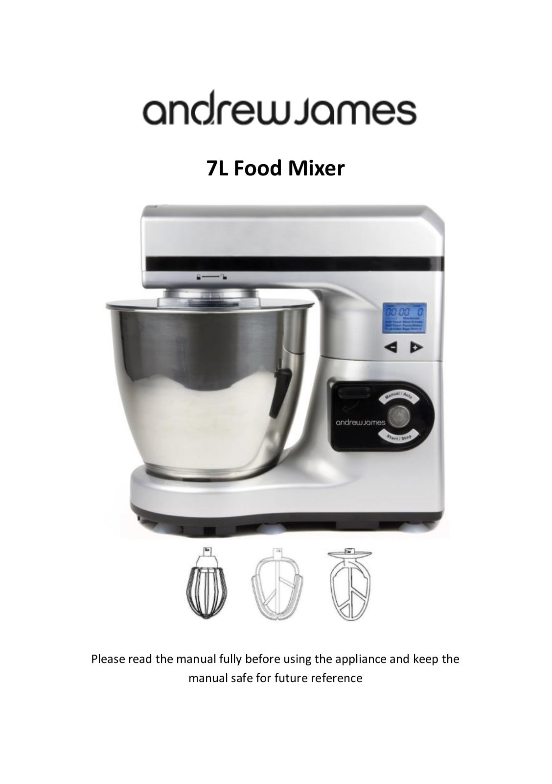 Andrew James Ultimate 7 Litre Food Mixer Package User Manual