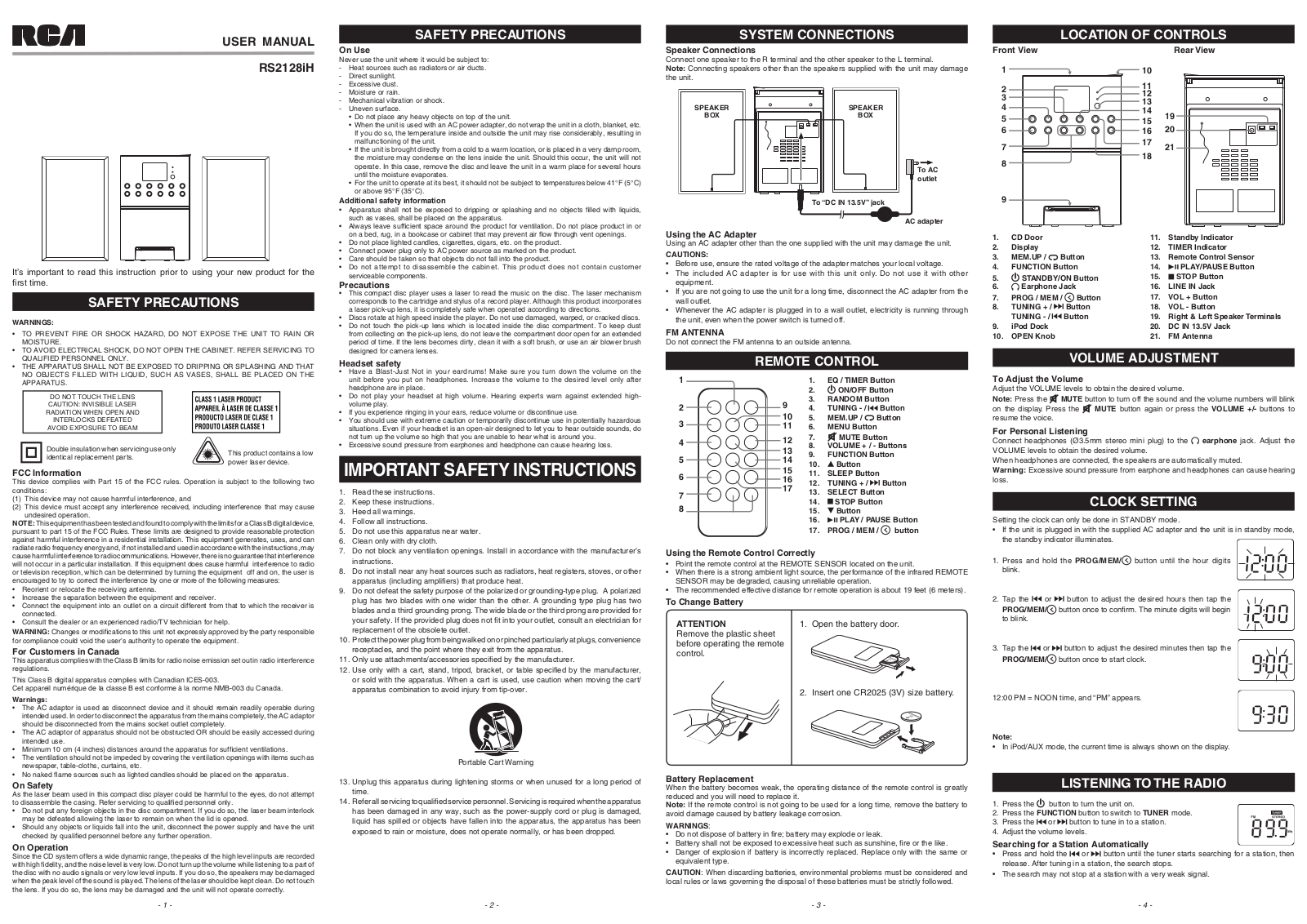 RCA RS2128iH User Manual