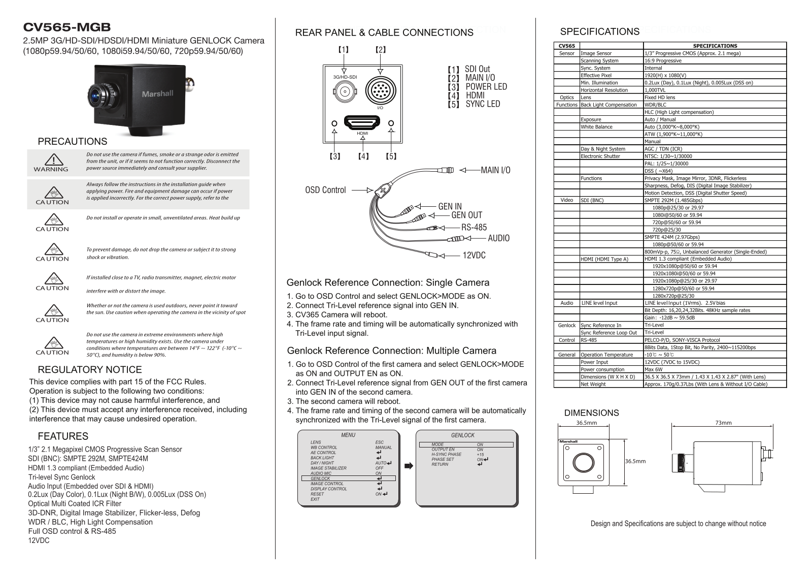 Marshall CV565-MGB User Manual