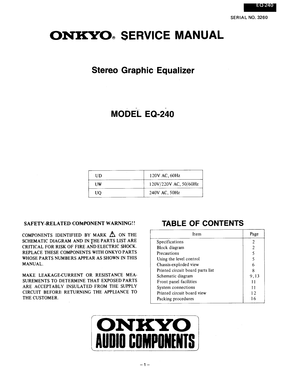 Onkyo EQ-240 Service manual