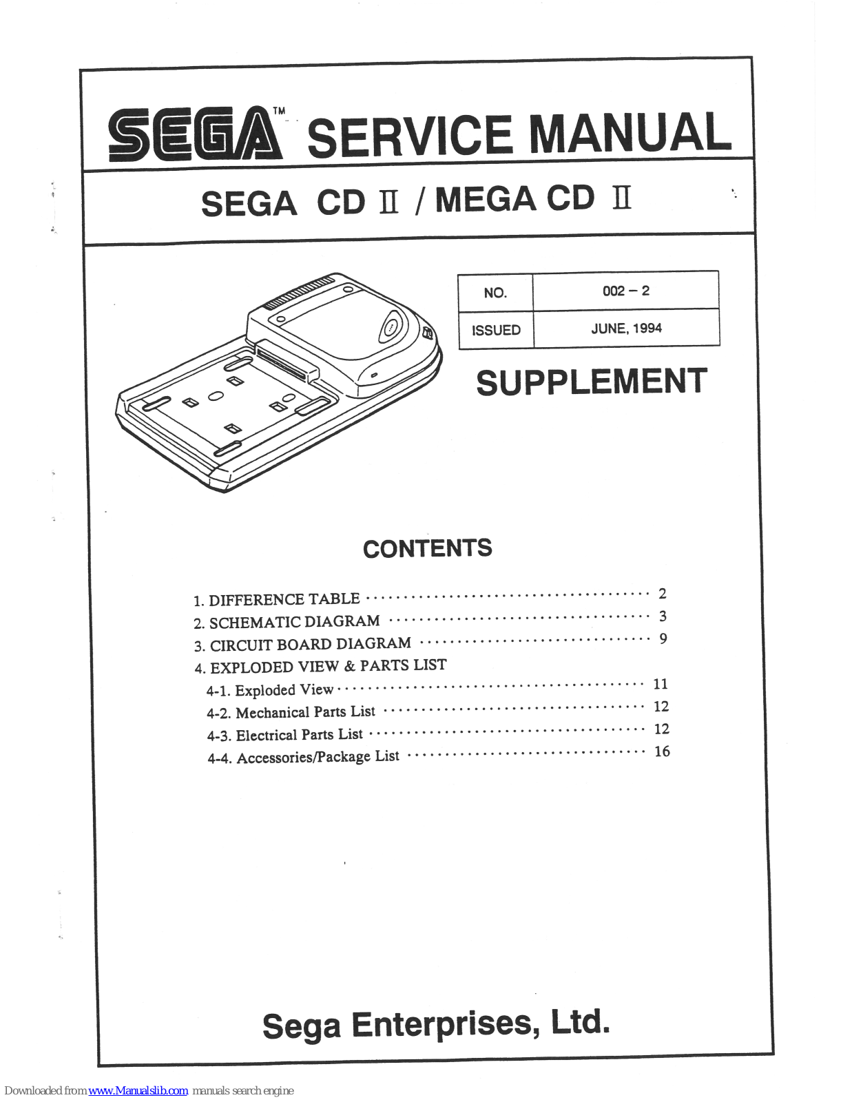 Sega CD II, Sega Mega CD II Service Manual