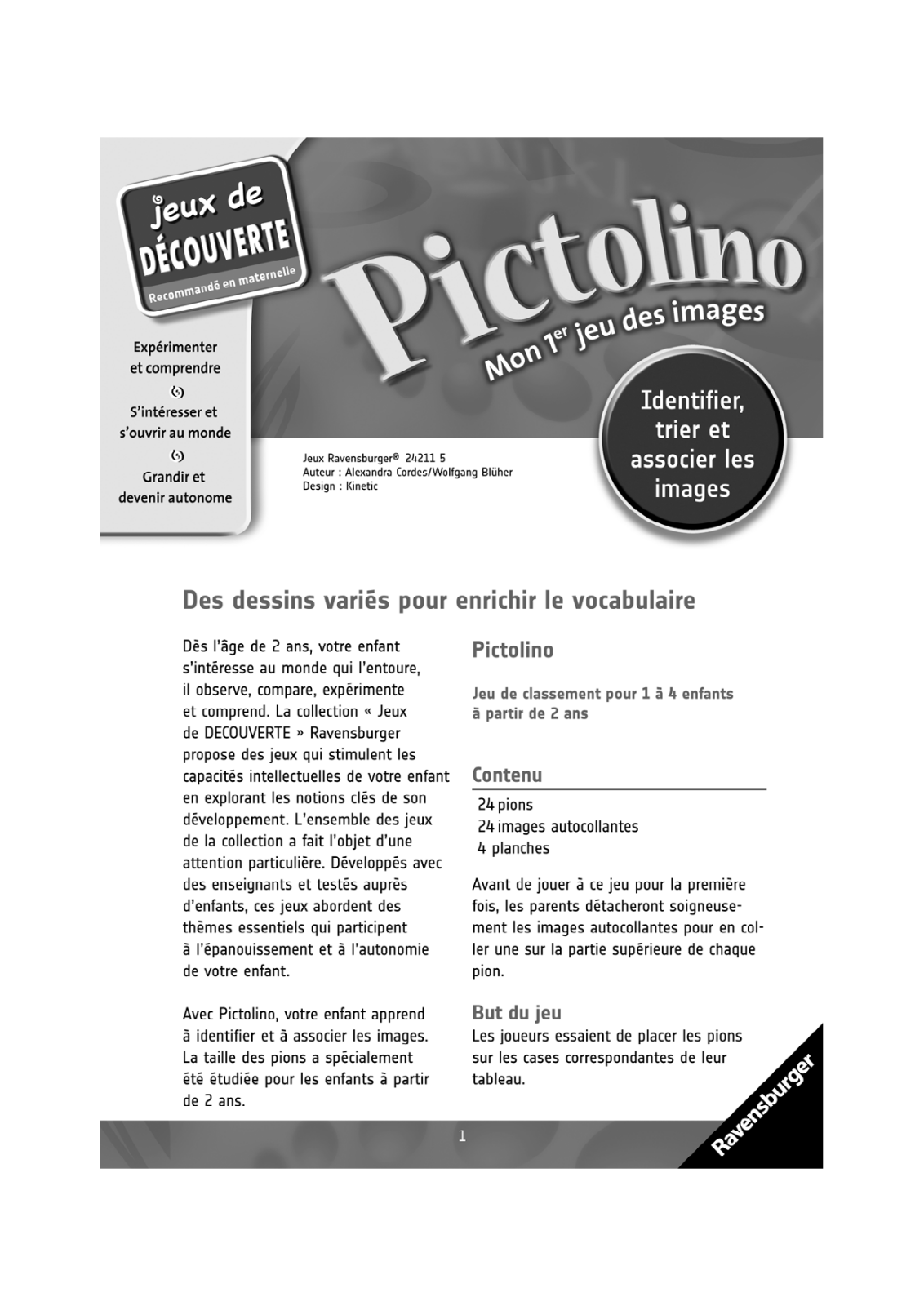 RAVENSBURGER PICTOLINO User Manual