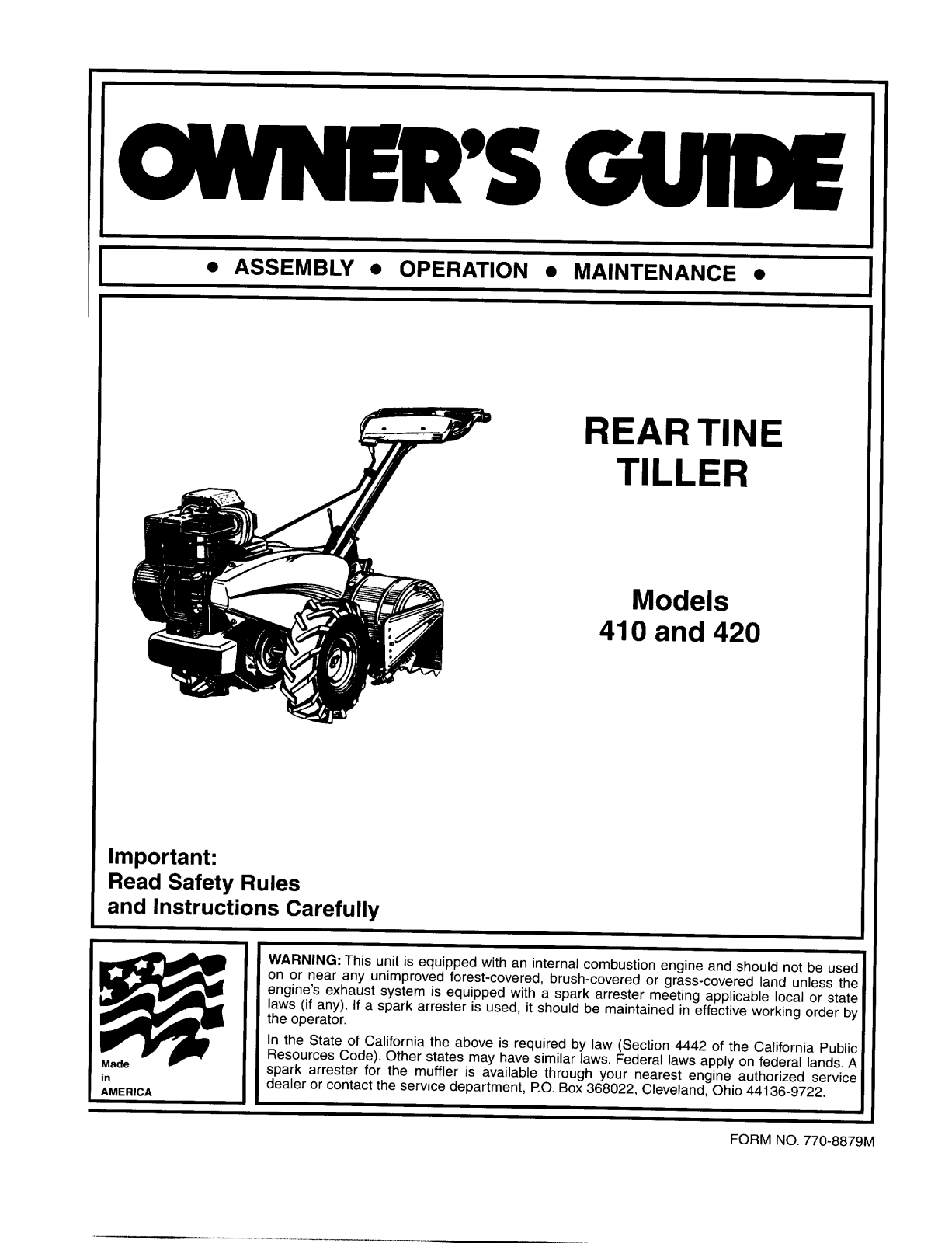 Bolens 420, 410 User Manual