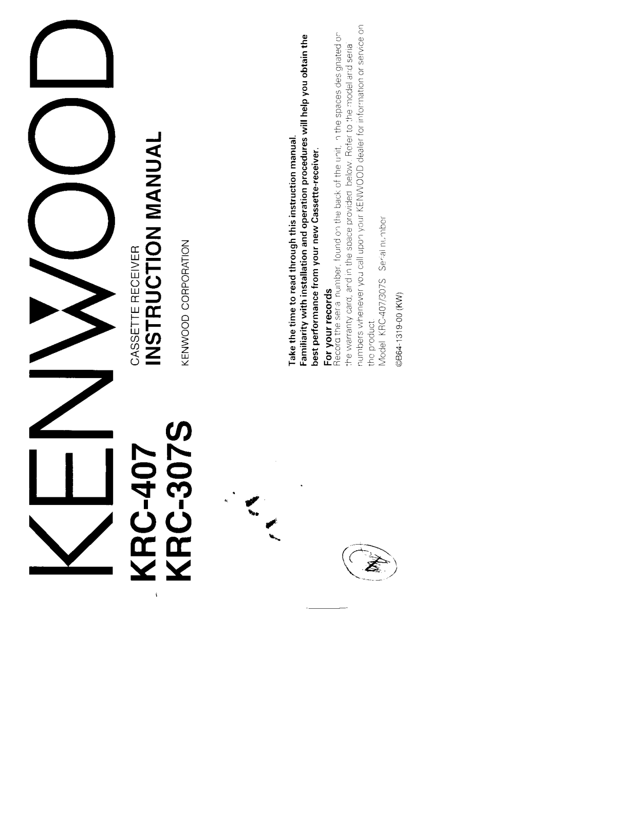 KENWOOD KRC-407, KRC-307S User Manual