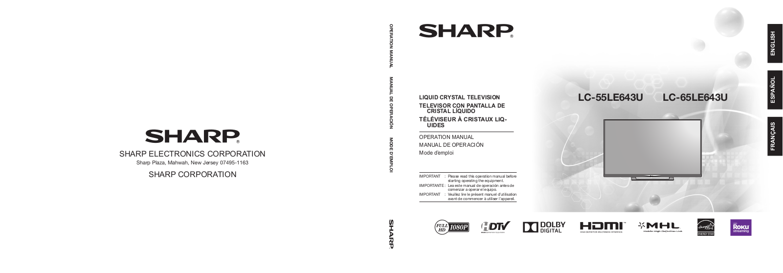 Sharp LC-65LE643U User Manual