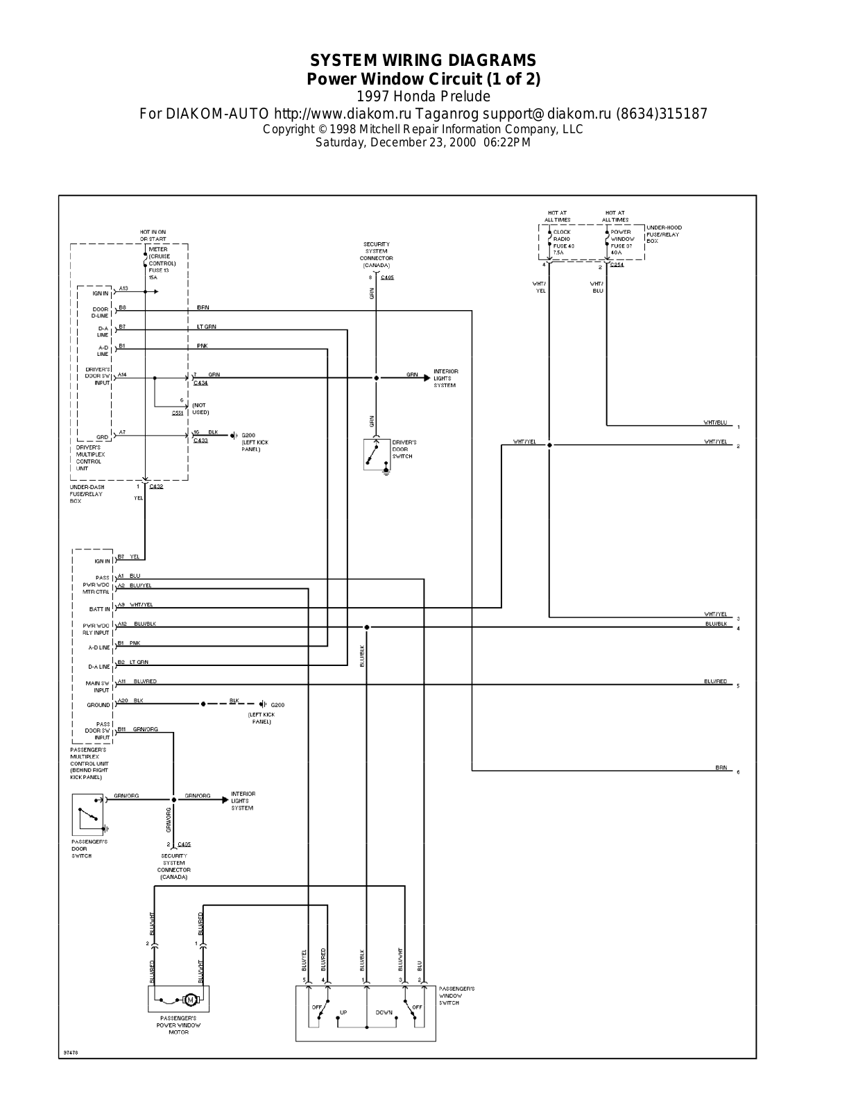 Honda Prelude 1997-1999 Wire Diagrams  17504