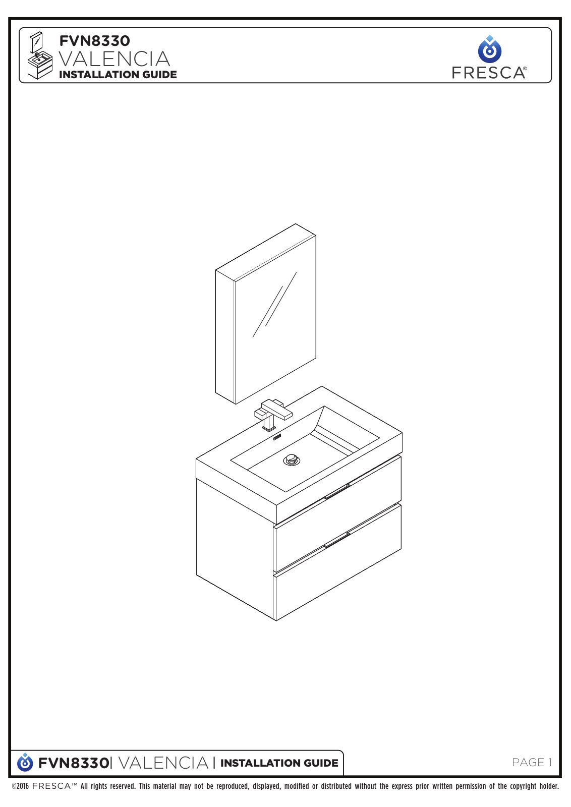 Fresca FCB8330WHI Installation Manual