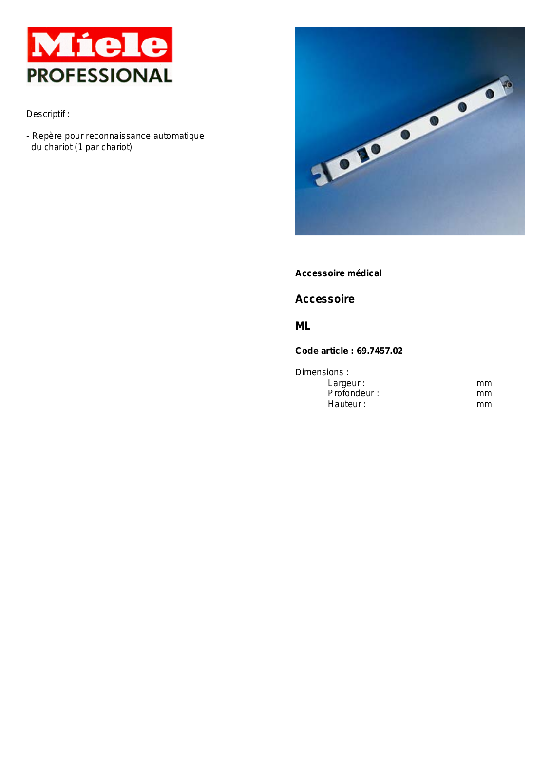 MIELE ML DESCRIPTIF User Manual