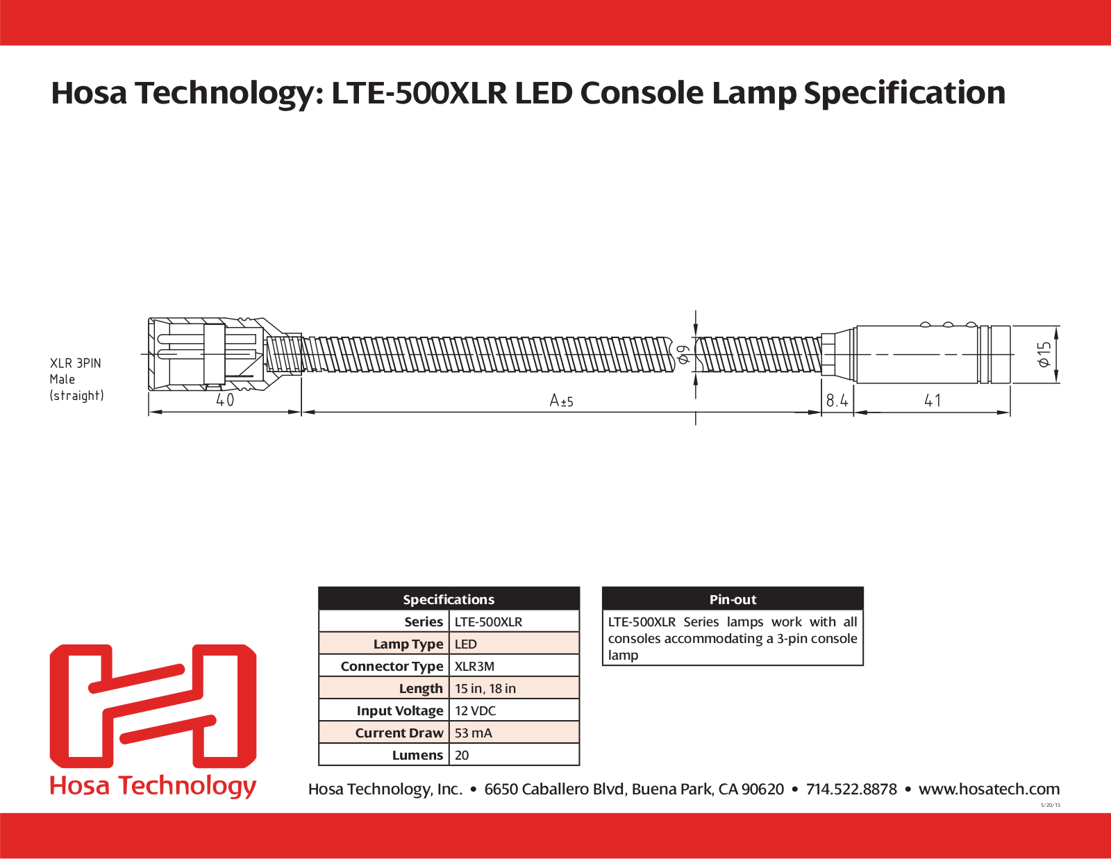 Hosa LTE-519XLR, LTE-503XLR User Manual