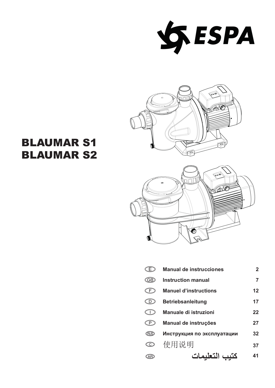 Espa BLAUMAR S1, BLAUMAR S2 Instruction Manual